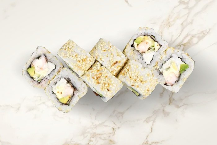 Филадельфия в кунжуте с креветкой